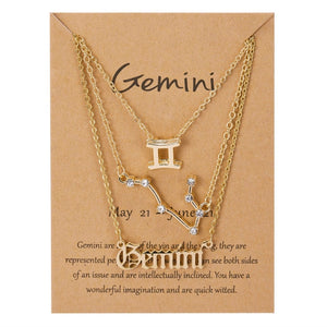 zodiac chain! 3pcs/set best friends necklaces fashion cardboard star zodiac sign pendant 12 constellation charm scorpio necklace jewelry gifts