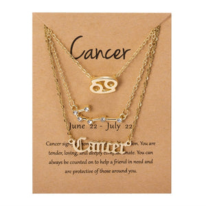 zodiac chain! 3pcs/set best friends necklaces fashion cardboard star zodiac sign pendant 12 constellation charm scorpio necklace jewelry gifts