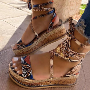 bohemian platform sandal! women snakesandals platform heels cross strap ankle lace peep toe  beach party ladies shoes zapatos sandals