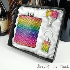 2018 rainbow diamond  hip flask ,special hip flask for ladies