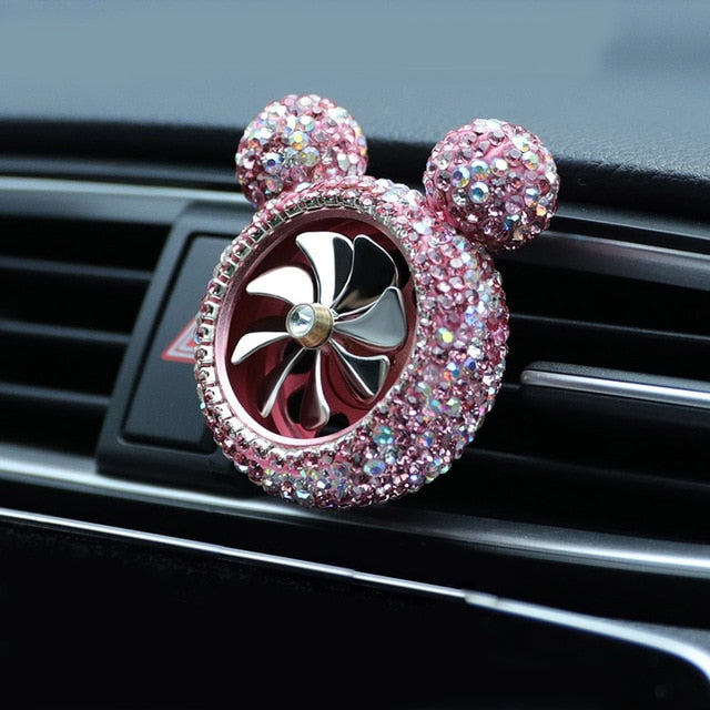 car bling vent clip - bling crystal diamond cartoon car air freshener outlet vent clip car perfume solid diffuser car accessories pink