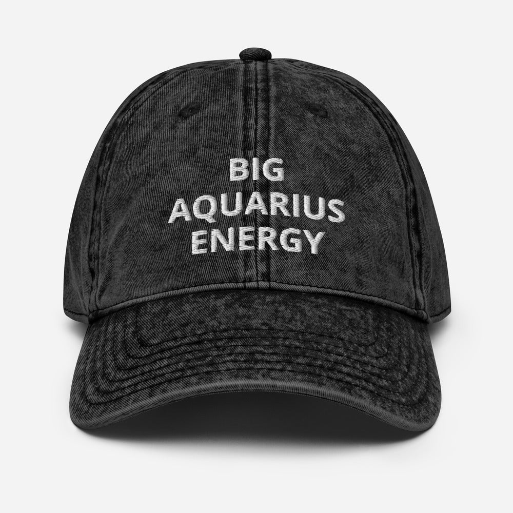 aquarius - vintage cotton twill - zodiac hat cap black