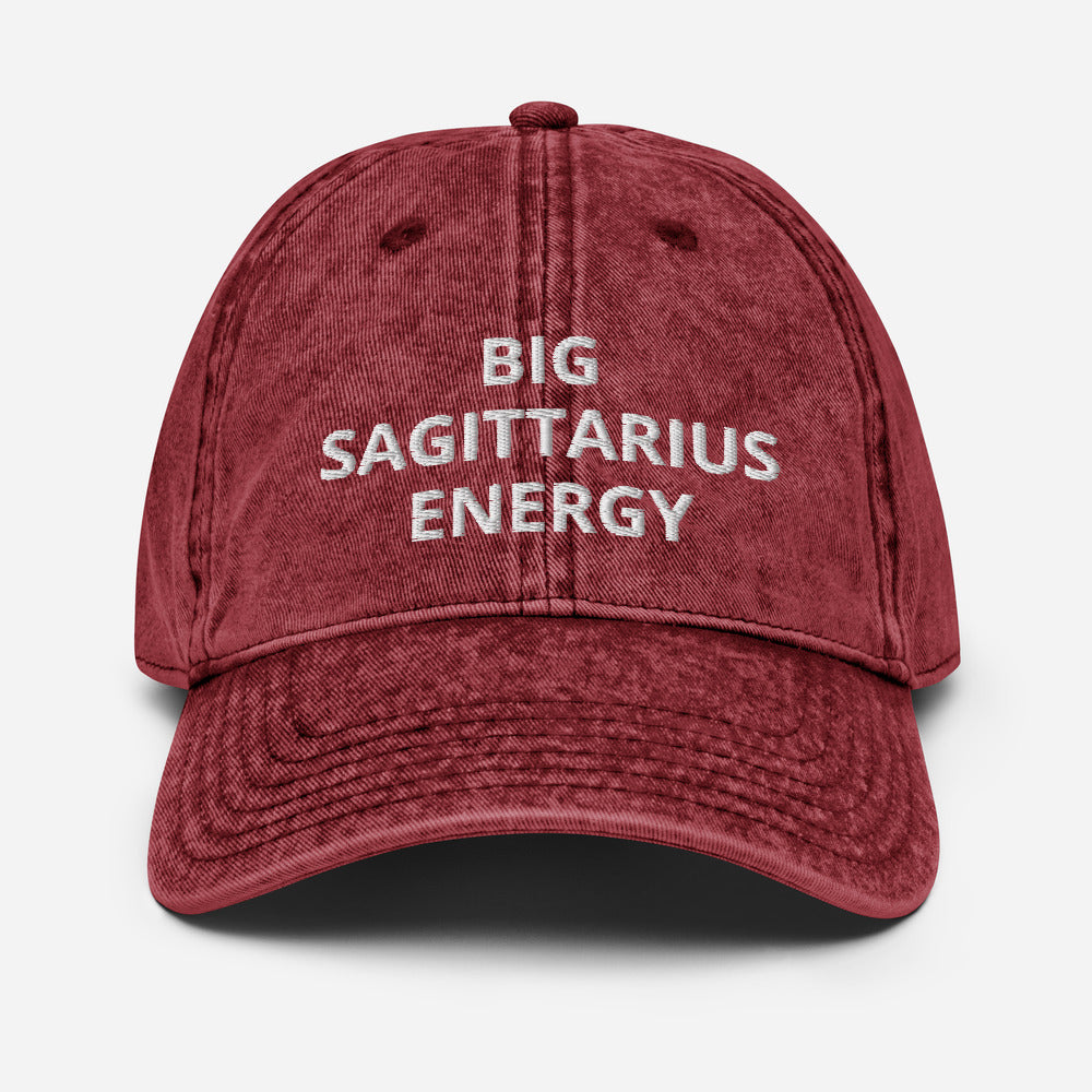sagittarius - vintage cotton twill - zodiac cap hat maroon