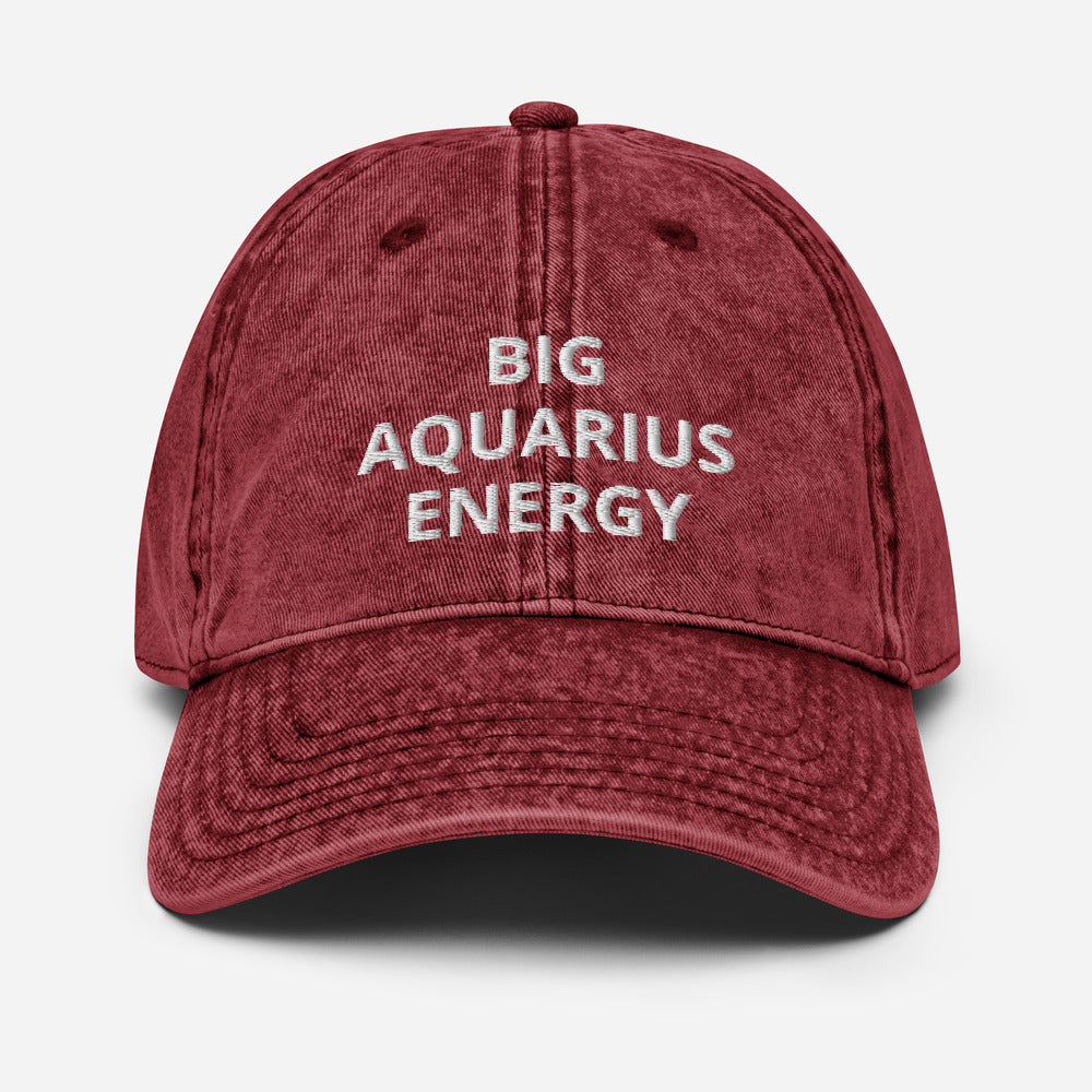 aquarius - vintage cotton twill - zodiac hat cap maroon