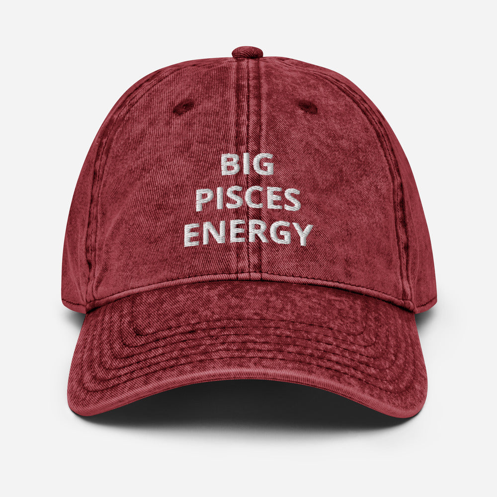 pisces - vintage cotton twill - zodiac hat cap maroon