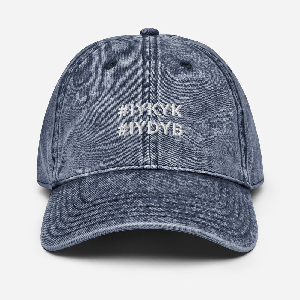 if you know you know! if you dont you broke! -  vintage cotton twill cap hat #iykyk navy