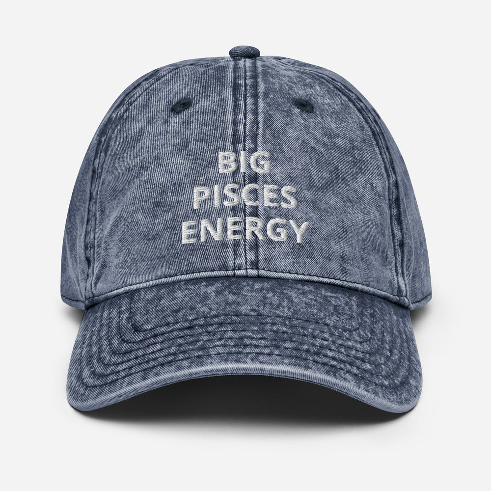 pisces - vintage cotton twill - zodiac hat cap navy