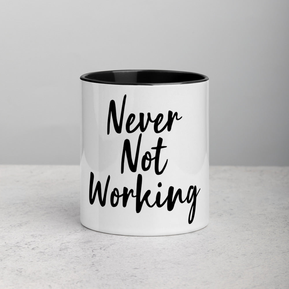 never not working - black mug with color inside default title