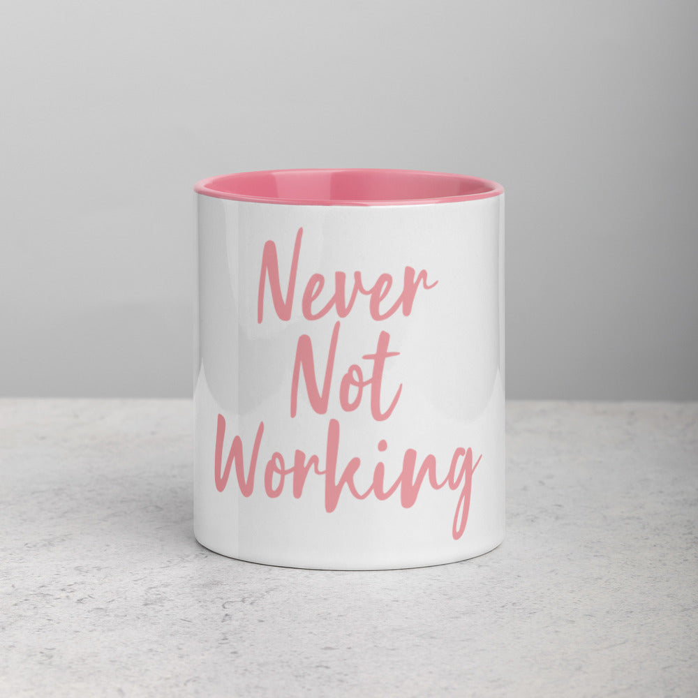 never not working - pink mug with color inside default title
